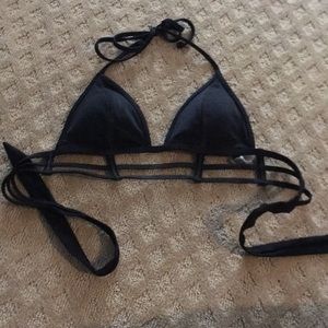 black cage strap bikini top